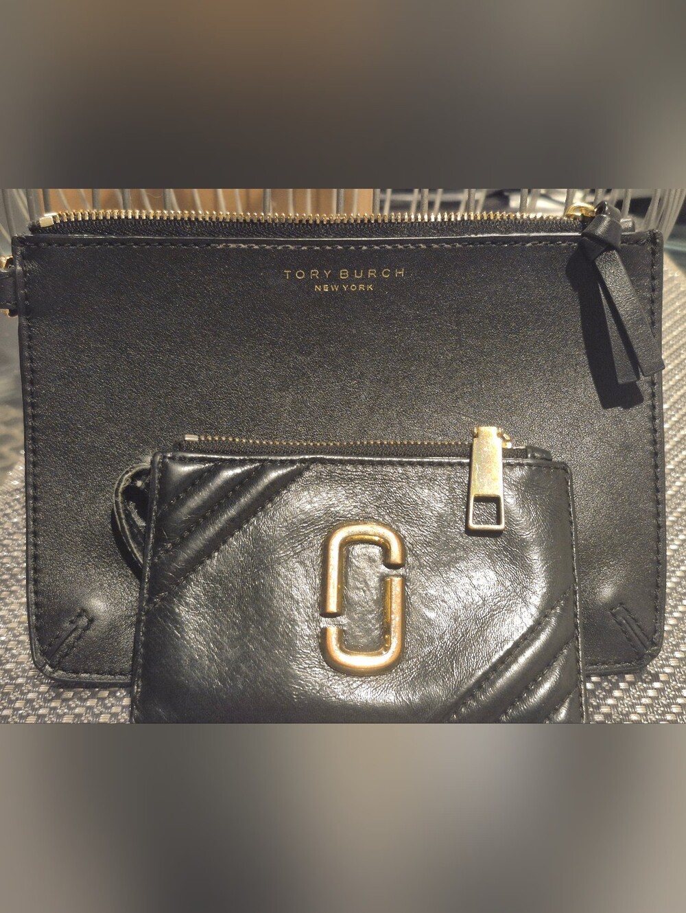 Bundle Deal Tory Black Zip Wristlet Pouch & Marc Black Card case w/ Inner Pocket